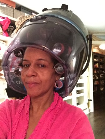 under the dryer...old school wet set